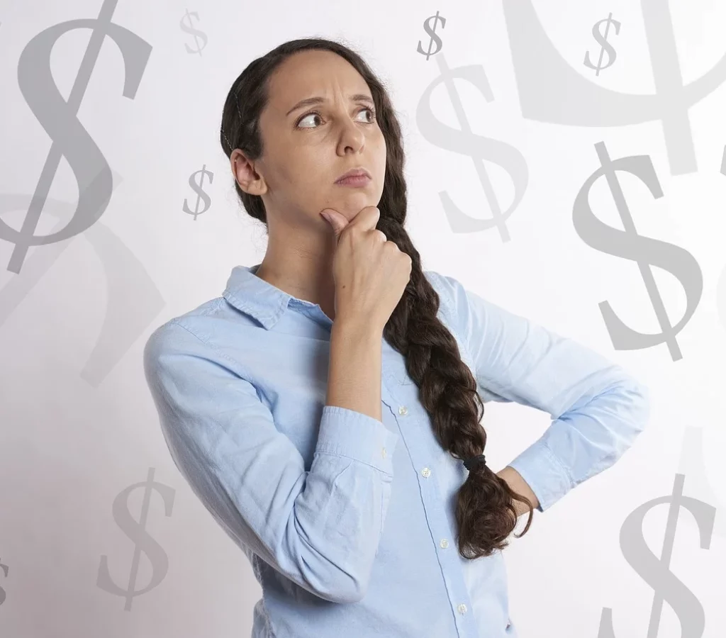 Woman thinking money